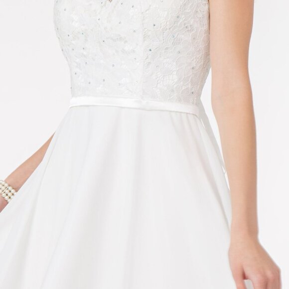 Lace Bodice A-Line Shape Chiffon Dress GS2807 - Picture 3 of 5